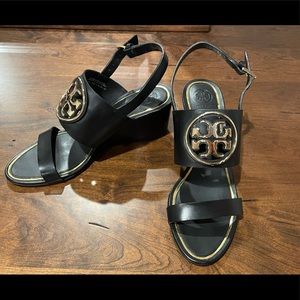 NEW Tory Burch black wedge sandals